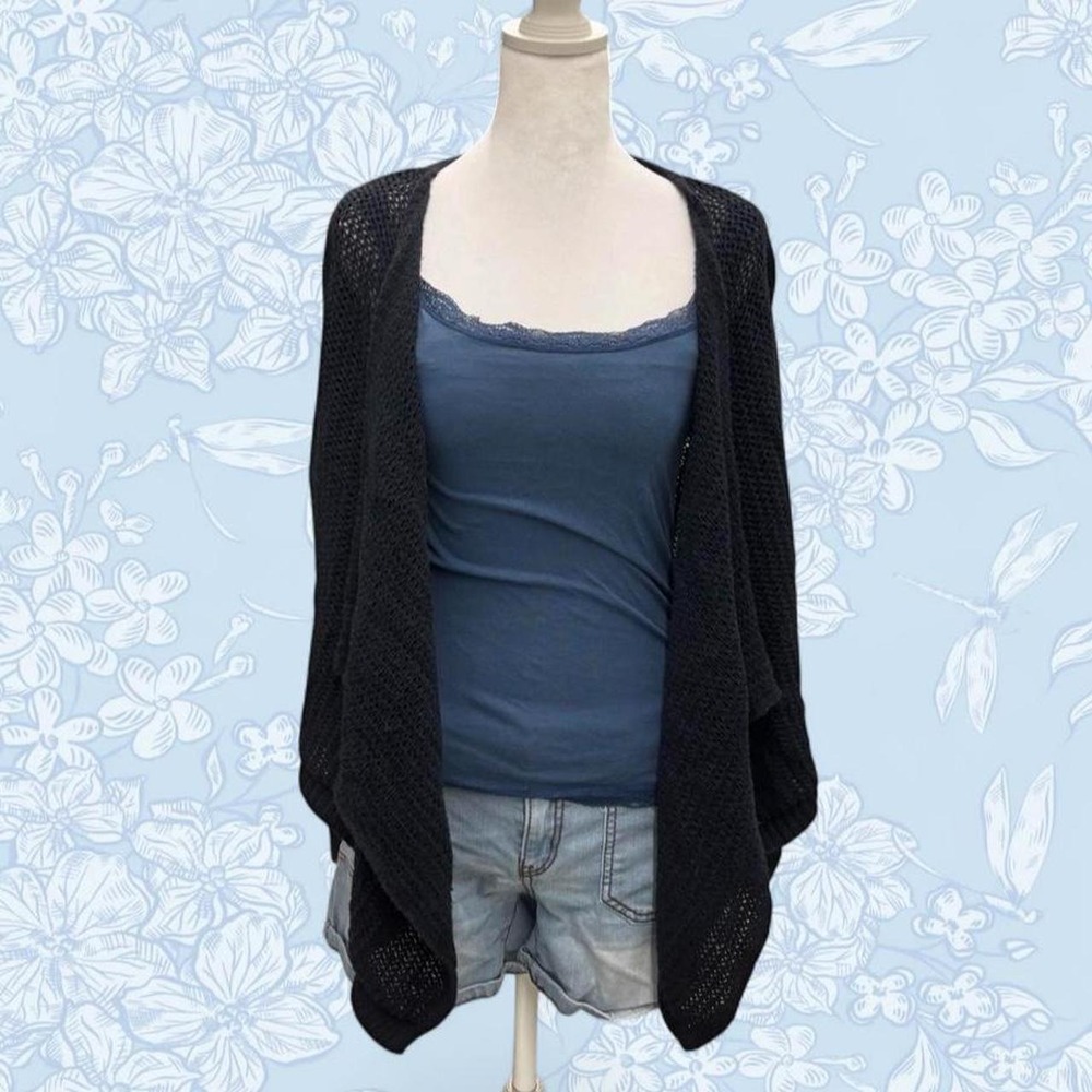 ABERCROMBIE & FITCH KIDS BLUE OPEN-KNIT CROCHET COVER-UP